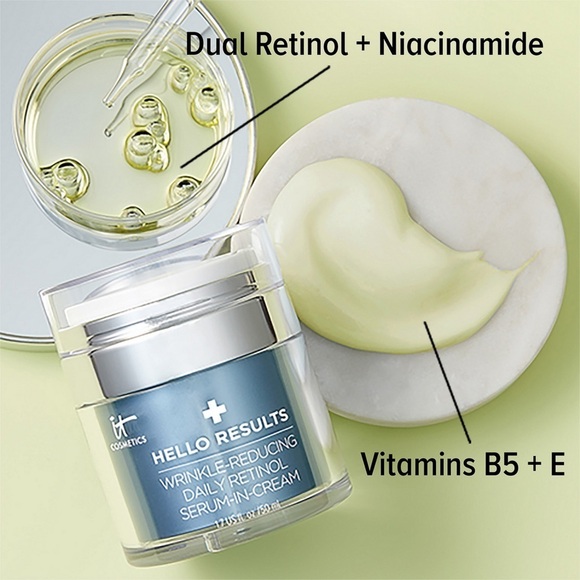 🆕 IT Cosmetics Hello Results Wrinkle-Reducing Daily Retinol Serum-in-Cream 1.7 - Picture 2 of 5